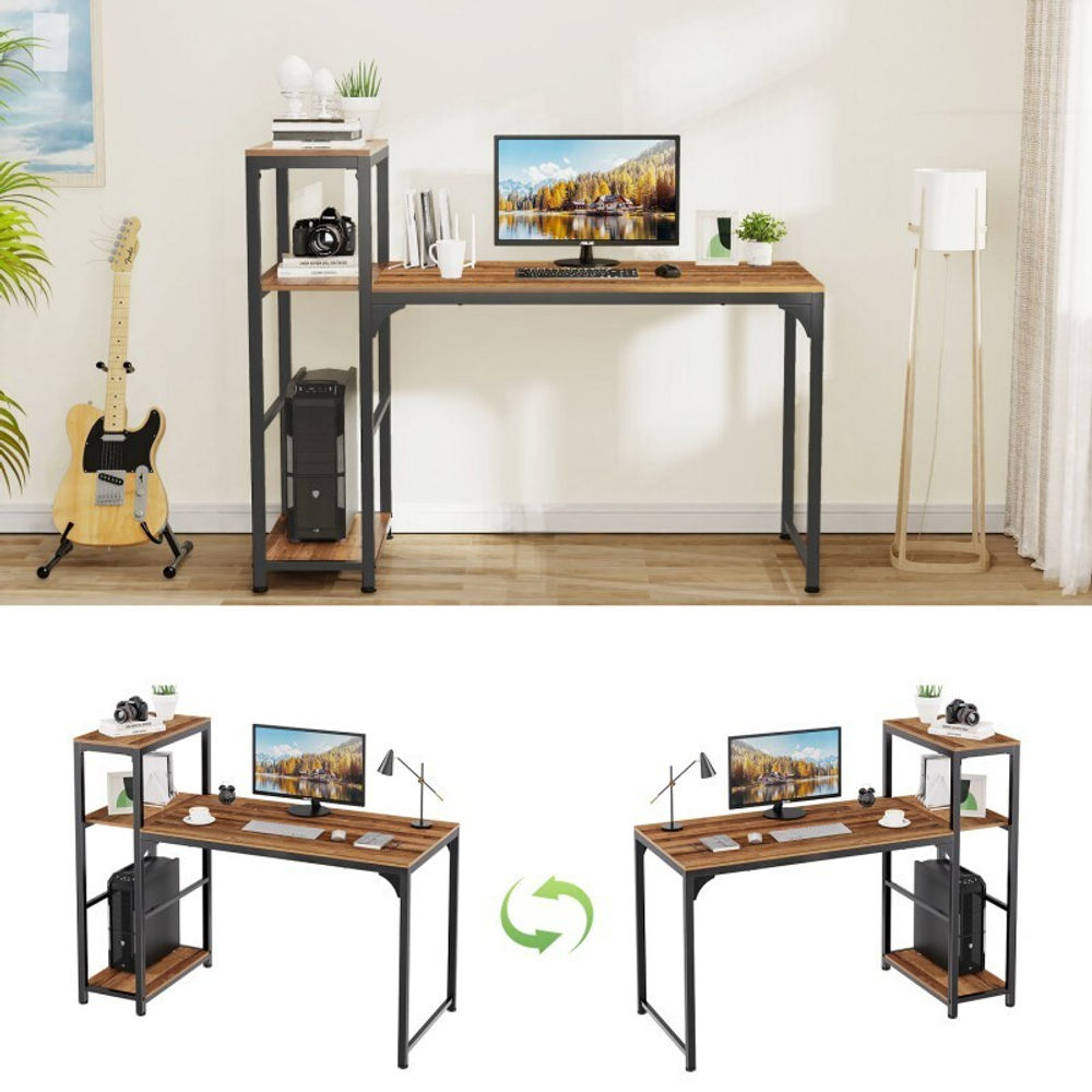 Стол письменный (для компьютера) со стеллажом EUREKA ZX-SH140A-RW с шириной 140 см, Reclaimed Wood (ZX-SH140A-RW)