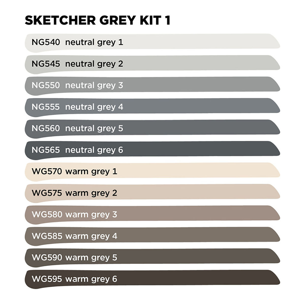 Набор маркеров Molotow SKETCHER set Main grey kit #1 - 12шт