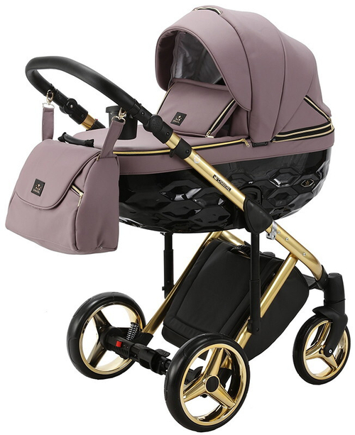Детская коляска Adamex Chantal Special Edition Deluxe 2 в 1 С115 (СИРЕН.ПУДР.КОЖА ЗОЛОТ РАМА)