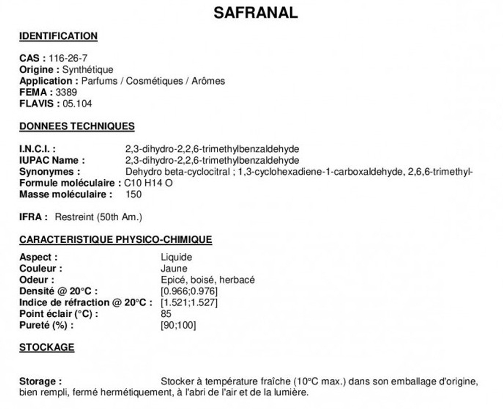 SAFRANAL / САФРАНАЛЬ CAS 116-26-7