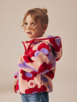 Куртка флисовая с капюшоном для девочки Next 378-119, Красный, Сиреневый, Бежевый