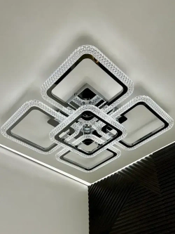 Люстра потолочная в цвете хром с пультом для всех видов потолков, 130 Вт