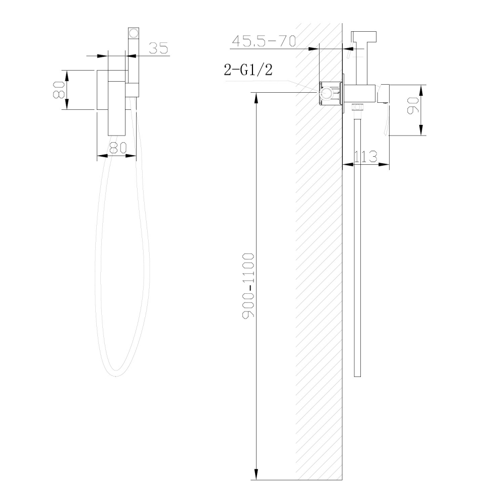 Смеситель ABBER Wasserfall AF8625 с гигиеническим душем, хром