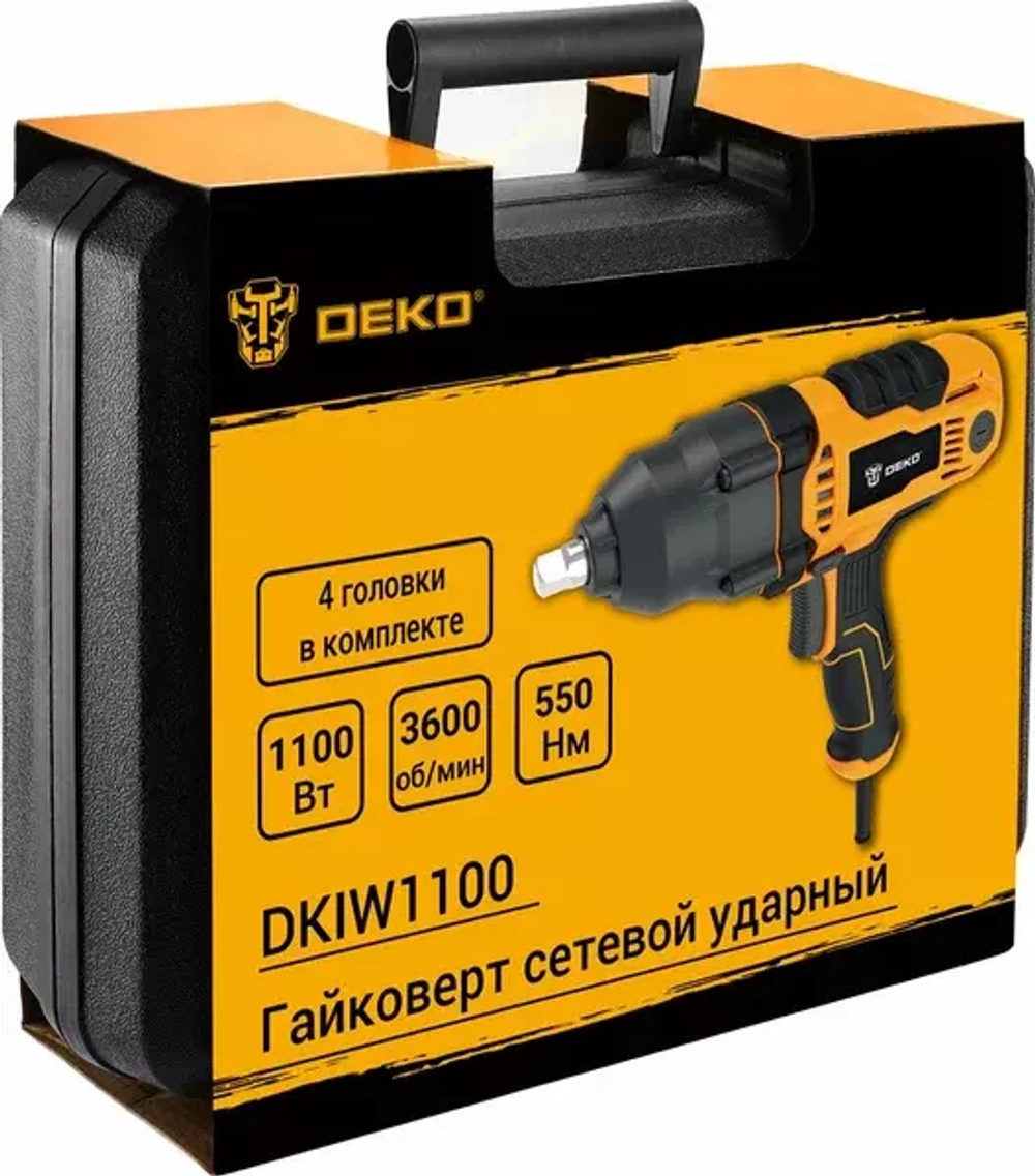 Гайковерт сетевой ударный Deko DKIW1100, 1100 Вт, 550 Нм (063-3004)