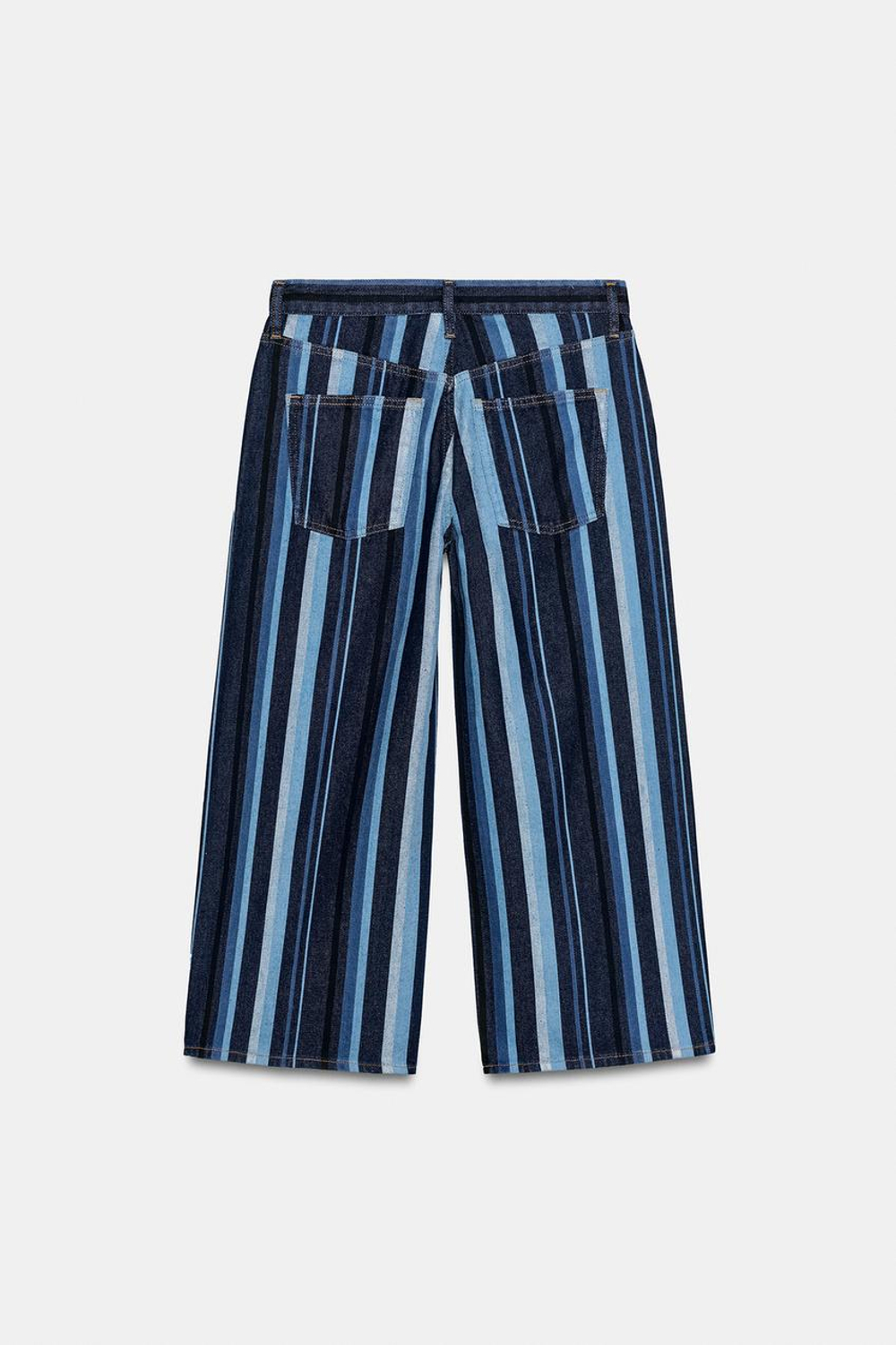 ZARA ДЖИНСЫ-КЮЛОТЫ В ПОЛОСКУ СО СРЕДНЕЙ ПОСАДКОЙ — ZW COLLECTION, СИНИЙ