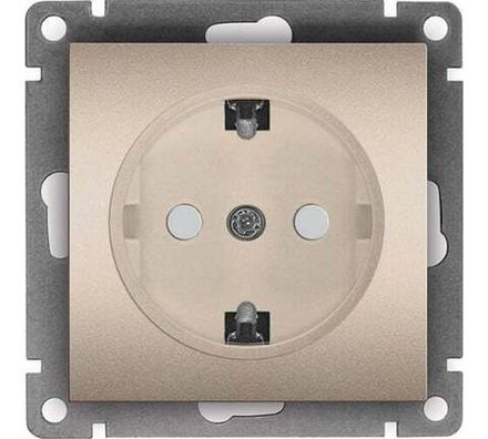Розетка одноместная "UNIVersal" серия "Афина" с/з, с/у, з/ш, 16А, 220В, шампань (еврослот) (HU2331)