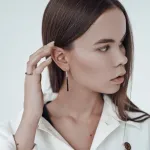 Серьги Брусок с вишневым янтарем