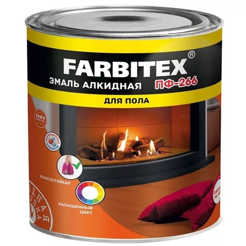Эмаль для пола ПФ-266 красно-коричневая FARBITEX 1,8 кг