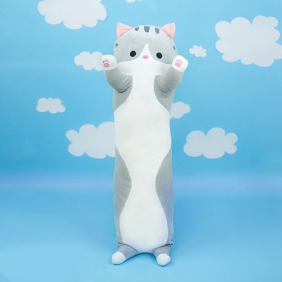 Мягкая игрушка Длинный кот (90см) серый