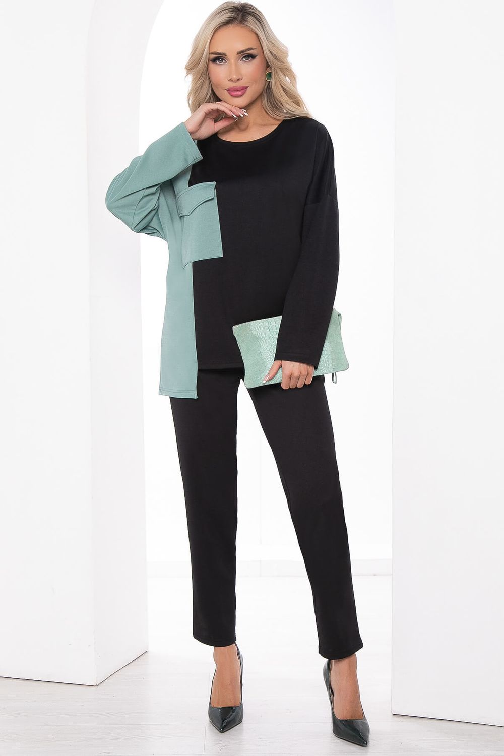 Костюм Дизайр (черно-оливковый) К10866 LT Collection