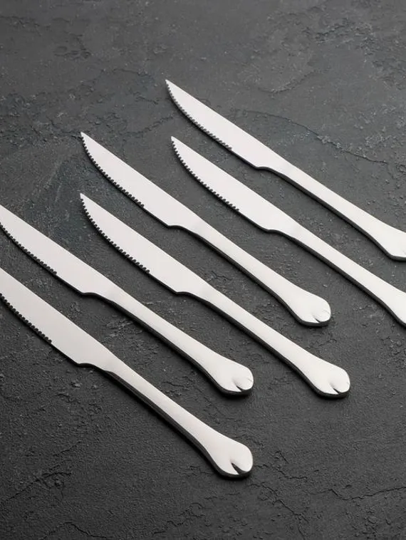 Набор ножей для мяса Доляна «Капля», h=22,5 см, 6 шт, цвет серебряный