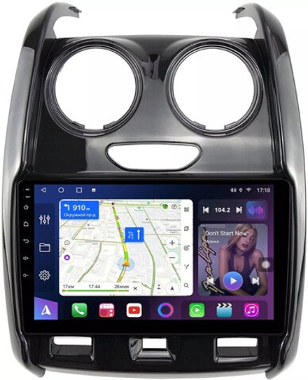 Магнитола для Renault Duster 1 2015-2020, Lada Largus 2021+ (без мультируля, рамка большая глянец) - FarCar 7088A монитор 9" QLED на Android 13, 8 ядер (TS18), CarPlay, 4G SIM-слот