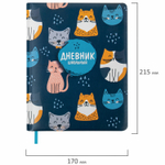 Дневник 1-11 класс 48 л. кожзам (твердая с поролоном) печать наклейки BRAUBERG "Котики" (2 штуки в упаковке)