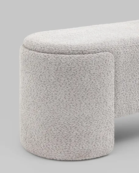 Банкетка Taks 115х41 см, светло-серое букле