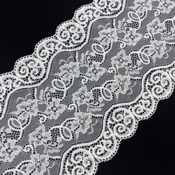 Кружево эластичное серо-белое 18 см