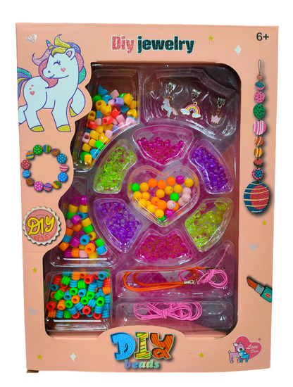 DIY BEADS JEWELRY серия Единорог - детский подарочный набор для создания украшений ( гладкие бусины )