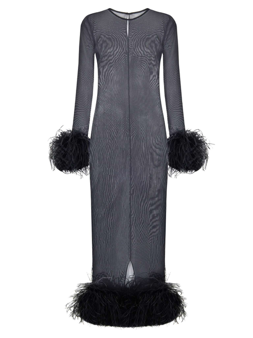 Платье - сетка с перьями