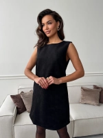 Платье сарафан праздничное офисное замшевое А силуэт