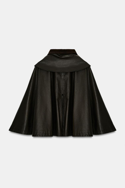 ZARA НАКИДКА ВОЩЕНАЯ С ОТСТЕГИВАЮЩИМСЯ ВОРОТНИКОМ, ТЕМНО-КОРИЧНЕВЫЙ