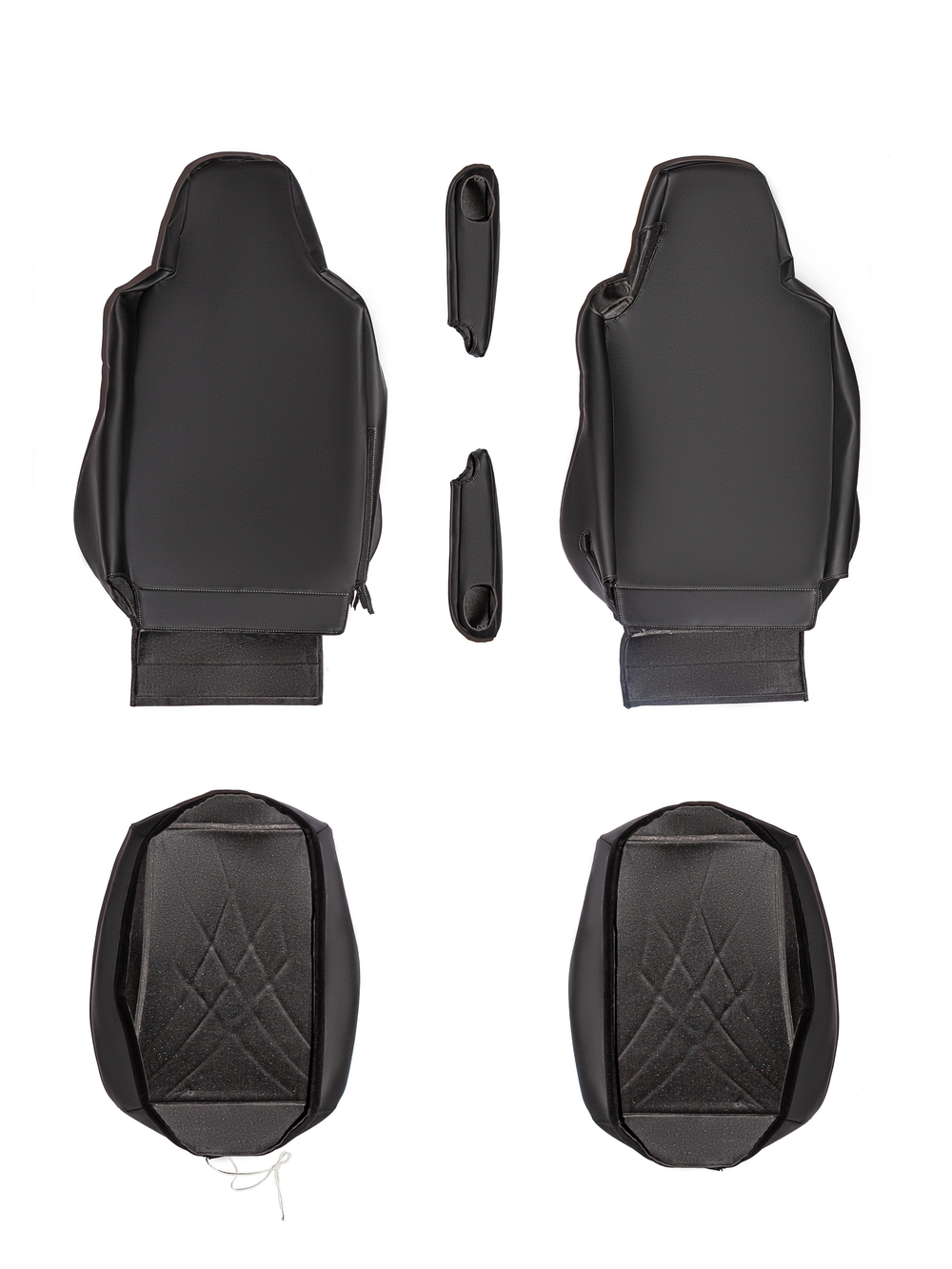 Чехлы Люкс MAN TGX, TGS с 2021 года без регулировки ремня безопасности водителя по высоте (экокожа, черный, серая вставка)