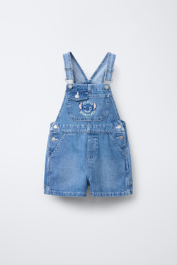 ZARA ДЖИНСОВЫЙ КОМБИНЕЗОН С ПРИНТОМ LILO & STITCH © DISNEY, СИНИЙ