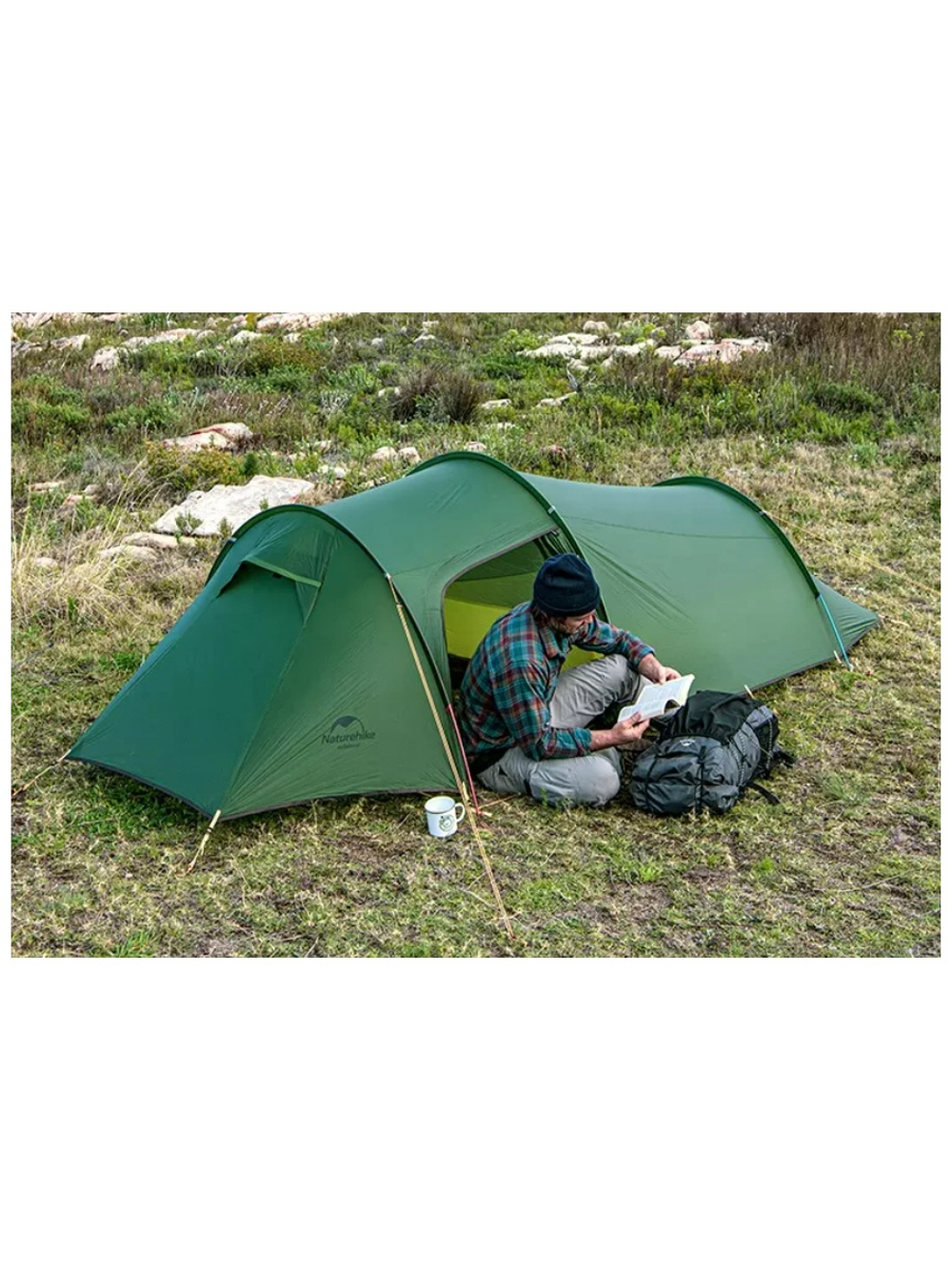 Палатка Naturehike Opalus Si 2-местная, алюминиевый каркас, зеленая