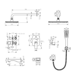 LM7222BL URSUS Смеситель для ванны и душа встраиваемый с дополнительной 1-функц. лейкой, черный