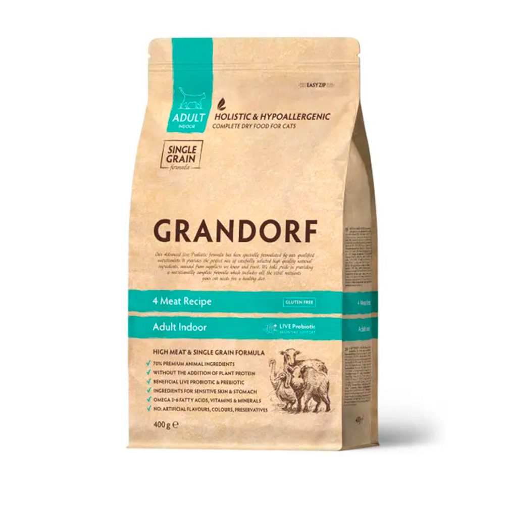 Сухой корм Grandorf Сat 4 Meat PROBIOTIC INDOOR 4 мяса и пробиотик для кошек 400 гр (Грандорф)