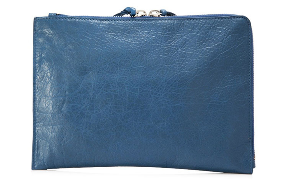 Balenciaga Leather Clutch Women"s Blue