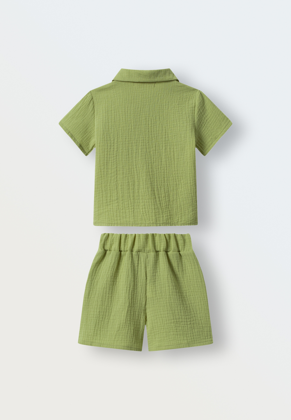 3143-95 Комплект рубашка и шорты из муслина (оливка)