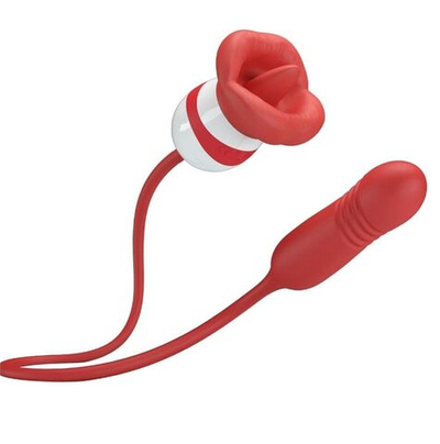 Красное продолговатое виброяицо Ashlynn с клиторальным стимулятором (Цвет: красный)