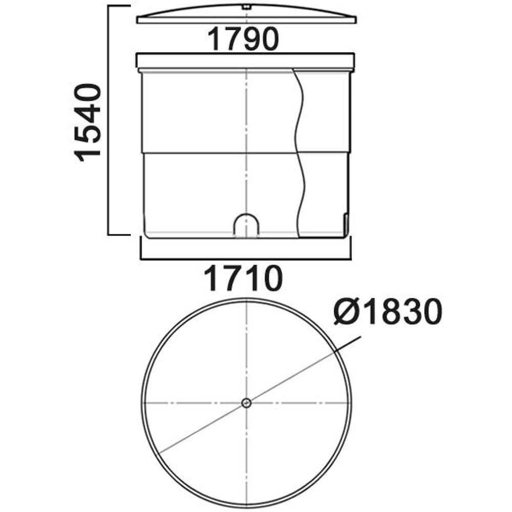 Бак цилиндрический вертикальный 3000 л Анион 3000 л. вертикальный (1830x1830x1540см;белый) - арт.559496