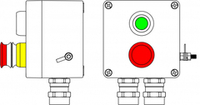 Взрывозащищенный пост управления из алюминия CPE-Р-03-(1xP1G(11)-1xP3E(11))-2xAASBMB(C)1Ex d e IIC T6 Gb / Ex tb IIIC T80°C Db IP66/КЗ/ШЗ