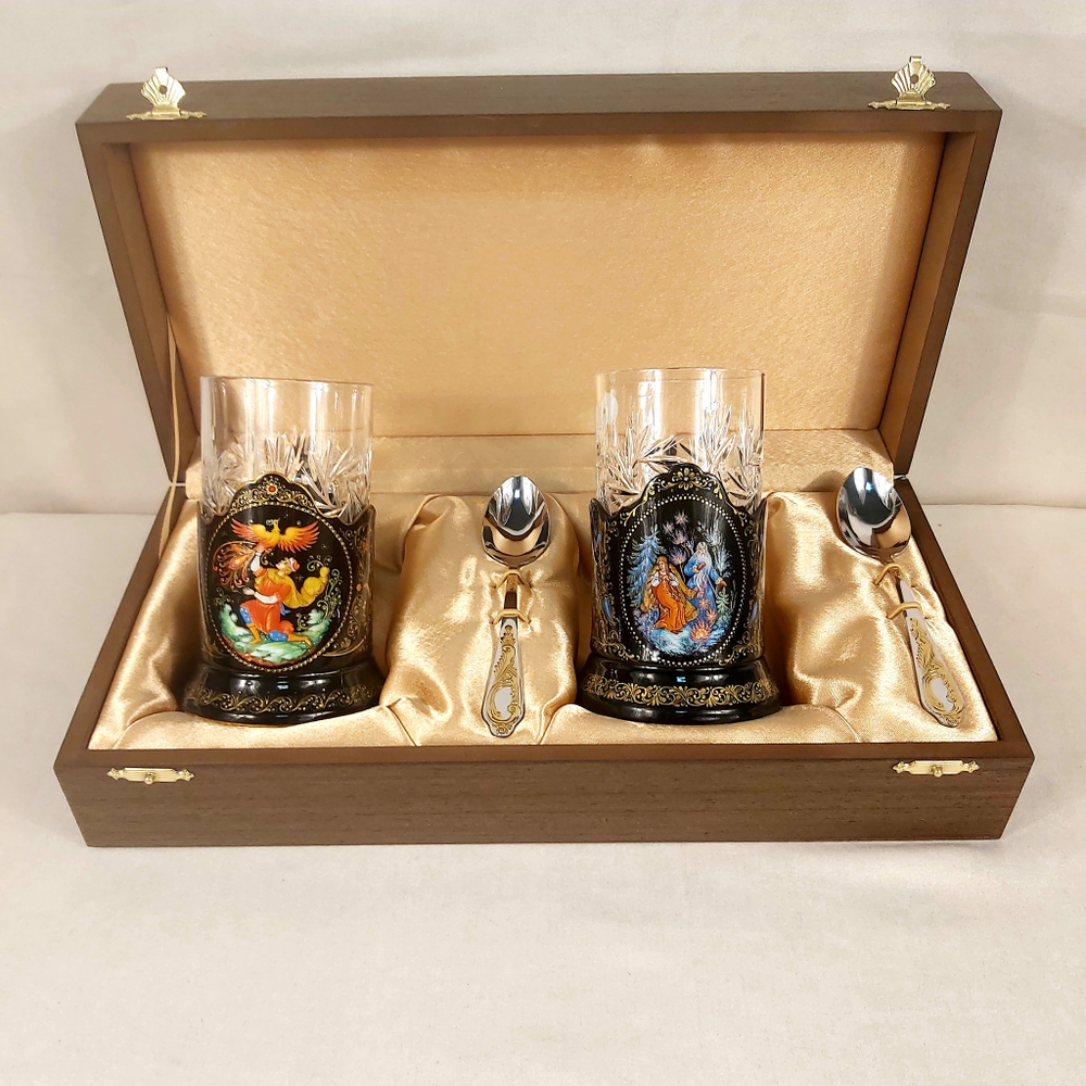 Чайный набор подстаканников (Ручная роспись Палех) №12