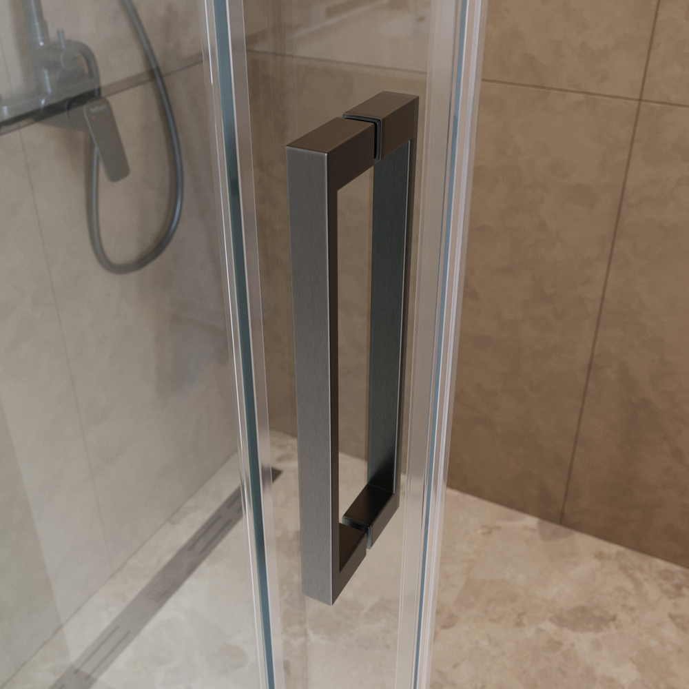 Душевая дверь шириной 110см BelBagno SOFT_CLOSE-1-BF-1-110-C-GM профиль оружейная сталь, стекло прозрачное