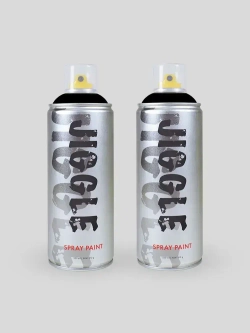 Аэрозольная краска для граффити в баллончике JIGGLE PRO суперматовая, 520 мл, BLACK / Чёрный - 2 шт