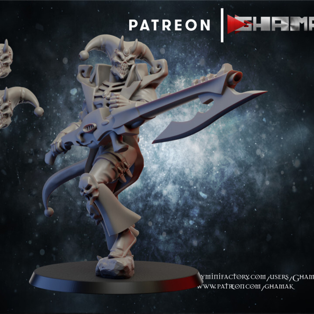 Harlequins Death Jester миниатюра для dnd, днд, pathfinder, фентези, Настольная игра, НРИ, Варгейм, РПГ