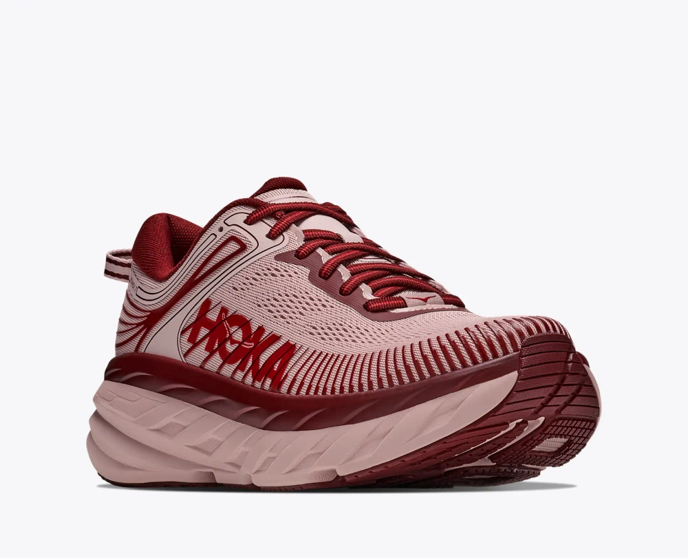 Женские кроссовки Hoka Bondi 7 - Pink Opal / Varsity Burgundy