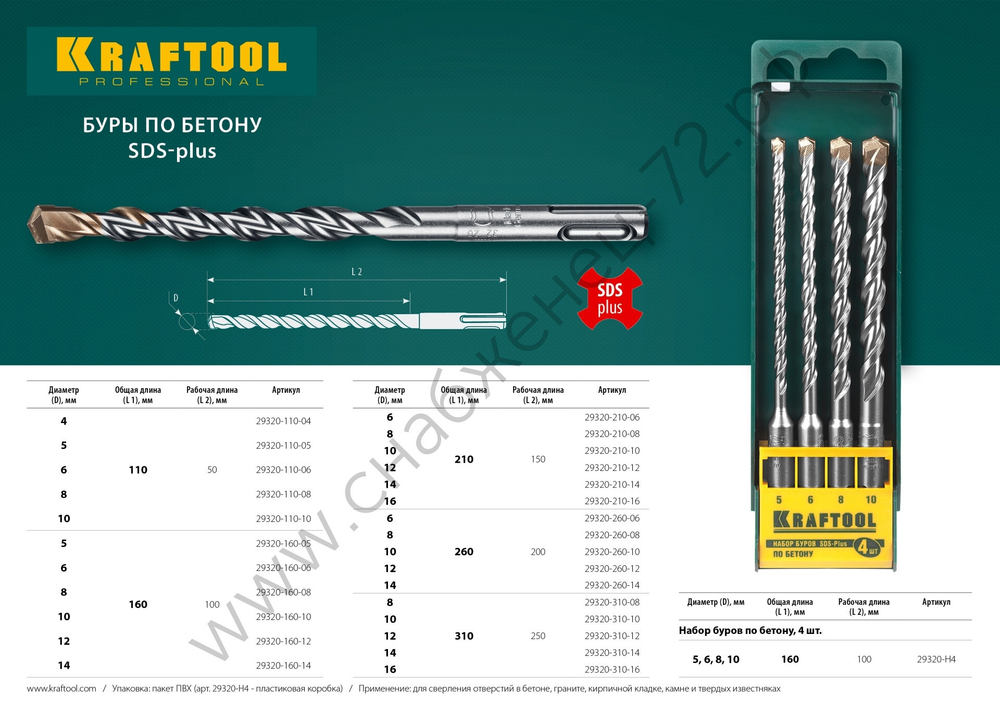 KRAFTOOL EXPERT 10 х 310 мм, SDS-plus бур (29320-310-10)