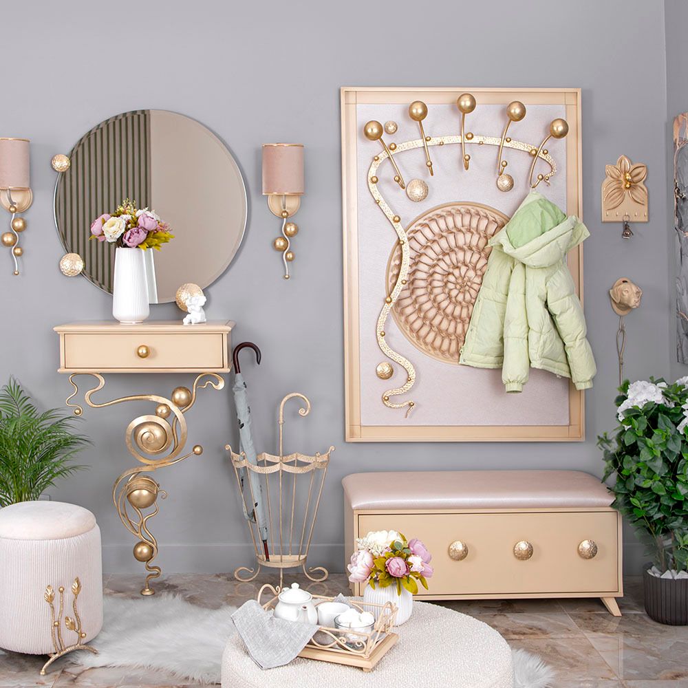 Вешалка настенная Heri 2 Айвори Мраморное золото