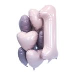 Шар (40''/102 см) Цифра, 1 Slim, Пыльная роза, 1 шт. в уп.