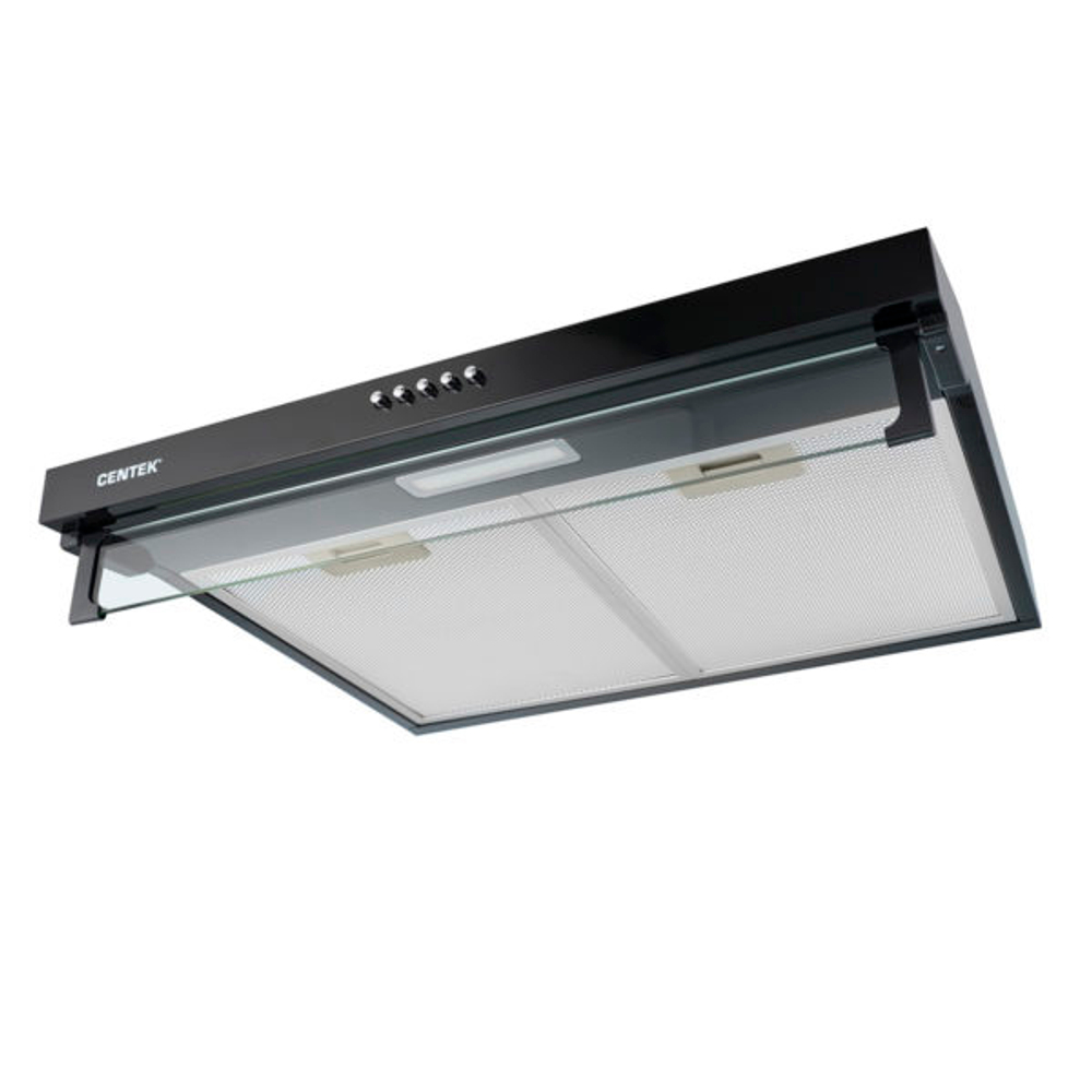 Вытяжка Centek 1800-60-3 BLACK ширина 60см, 220 м3/час, 120Вт, 3 скорости, диаметр 120мм