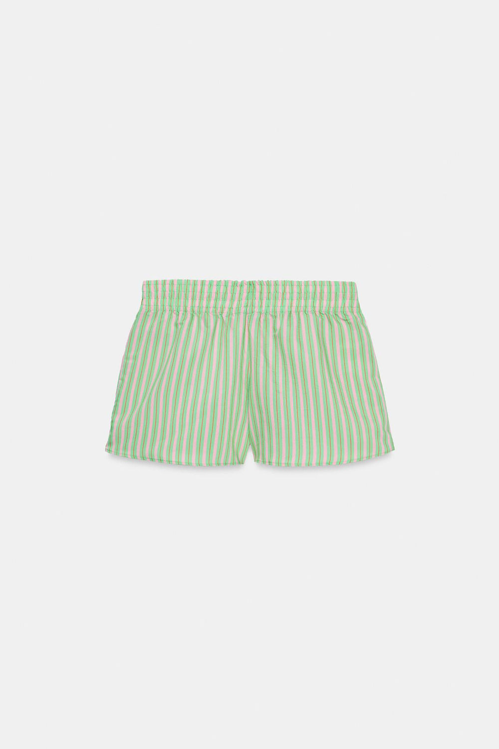 ZARA ШОРТЫ ИЗ ПОПЛИНА В ПОЛОСКУ, ЗЕЛЕНЫЙ