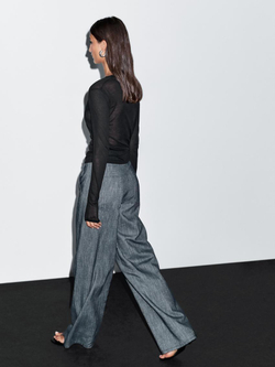 Massimo Dutti Футболка из 100% хлопка с деталями на воротнике, черный