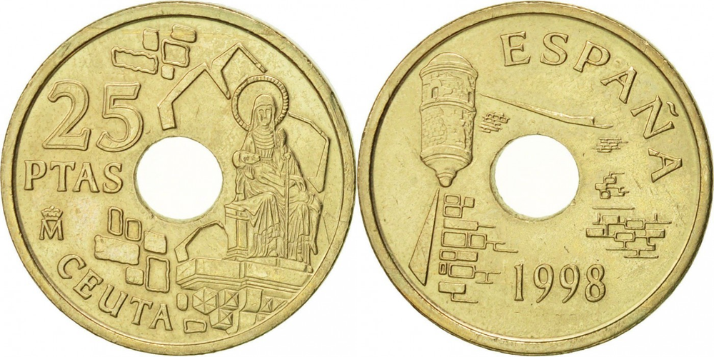Испания 25 песет, 1998 Сеута XF