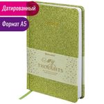 Ежедневник датированный 2022 А5 138x213 мм BRAUBERG "Sparkle", блестки, зеленый, 112827