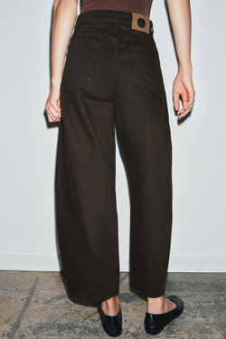 ZARA ДЖИНСЫ ZW COLLECTION ANKLE BALLOON СО СРЕДНЕЙ ПОСАДКОЙ, ШОКОЛАДНЫЙ