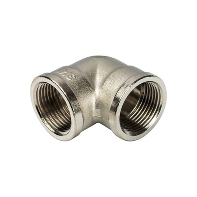 Отвод 90° с внутренней резьбой STOUT SFT 0014 - 3/4" (для стальных труб, латунь никелированная)