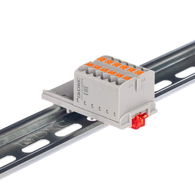 Блок распределительный с верт. адаптером на рейки шириной 15/35мм, зажим push-in, 12 точек подключения 2,5 кв.мм, синий