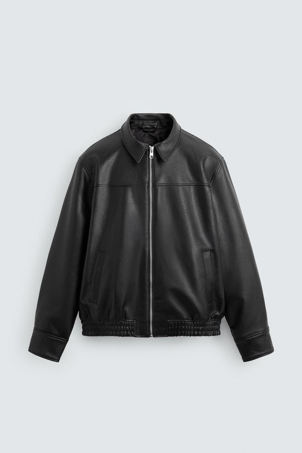 ZARA КУРТКА-БОМБЕР ИЗ ИСКУССТВЕННОЙ КОЖИ, ЧЕРНЫЙ